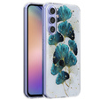Zestaw Etui Gold Glam do Samsung Galaxy A54, Zielone listki + Szkło 9H