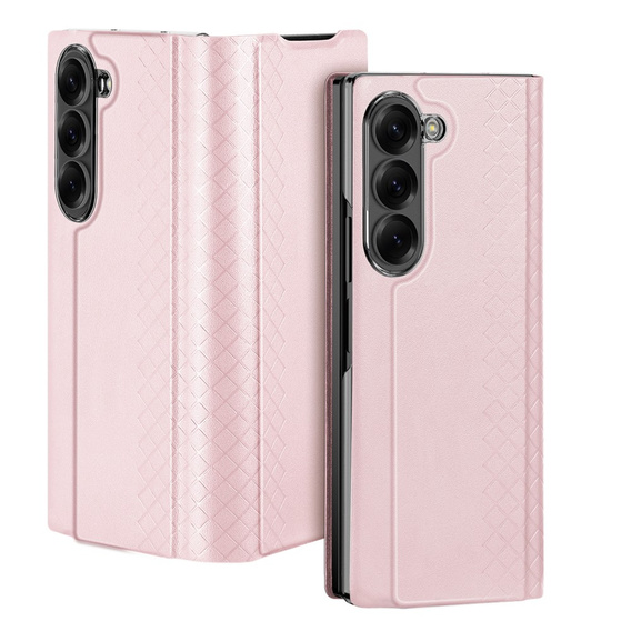 Etui Dux Ducis Bril Series do Samsung Galaxy Z Fold7 5G – różowe, skórzane, z funkcją podstawki