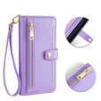 Etui z klapką do Oppo Reno 13 Pro, Wallet Zipper Pocket, fioletowe