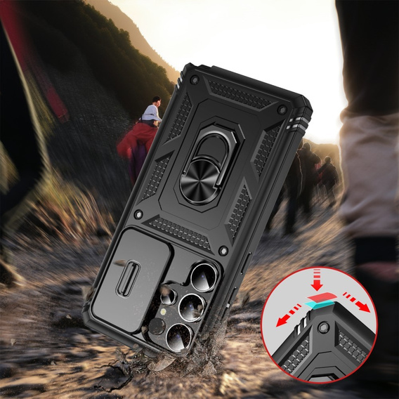 Etui do Samsung Galaxy S25 Ultra, KickStand Camera Lens, czarne
