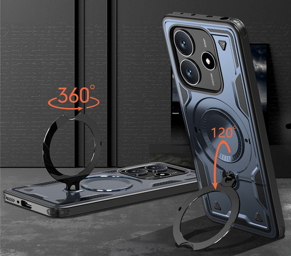 Etui do Xiaomi Redmi Note 14 5G, Military MagSafe, niebieskie + Szkło 9H