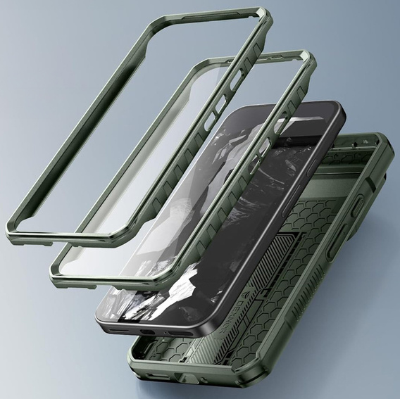 Etui pancerne do Google Pixel 9 Pro XL, Dexnor Full Body (Two Frames), zielone