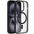 Etui do iPhone 16 Pro, do MagSafe, ERBORD Matt Case, przezroczyste / czarne + Szkło na ekran