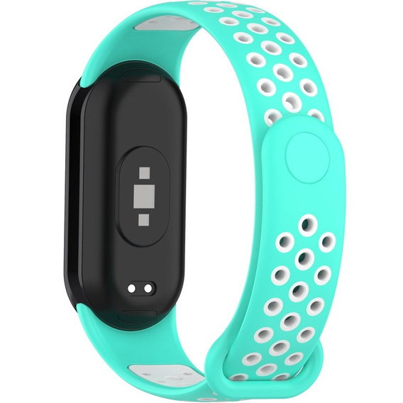 Pasek Silikonowy do Xiaomi Smart Band 10 / 9 / 8, Turkusowy / Biały