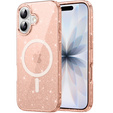Etui do iPhone 17, do MagSafe, brokatowe, półprzezroczyste złote
