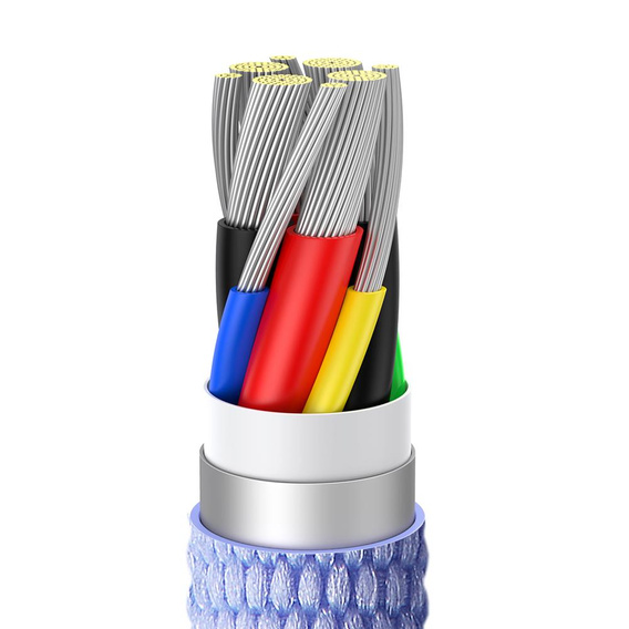 Baseus kabel Crystal Shine USB-C – USB-C 1,20 m 100 W, fioletowy