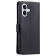 Etui z klapką do iPhone 16, Rhombus Crossbody Leather, czarne