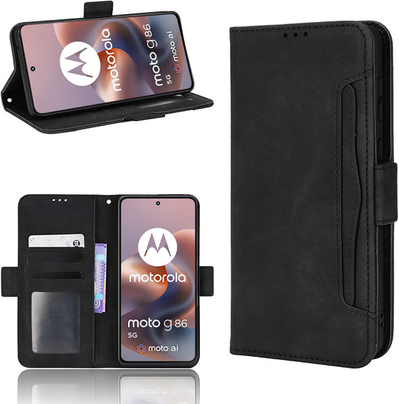 Etui z klapką do Motorola Moto G86 Power 5G, Card Slot, czarne