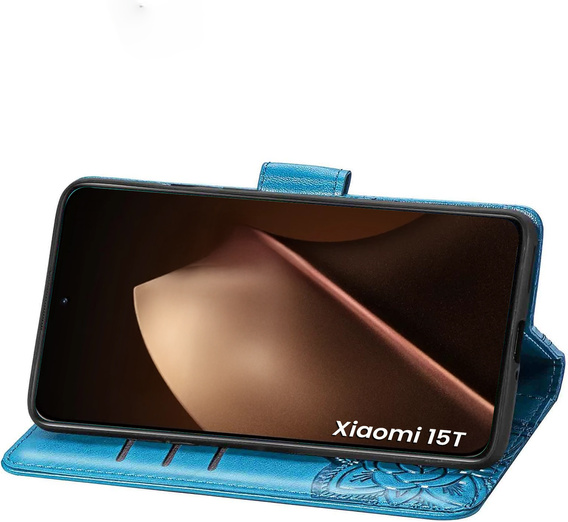 Etui z klapką do Xiaomi 15T, Butterfly, niebieskie