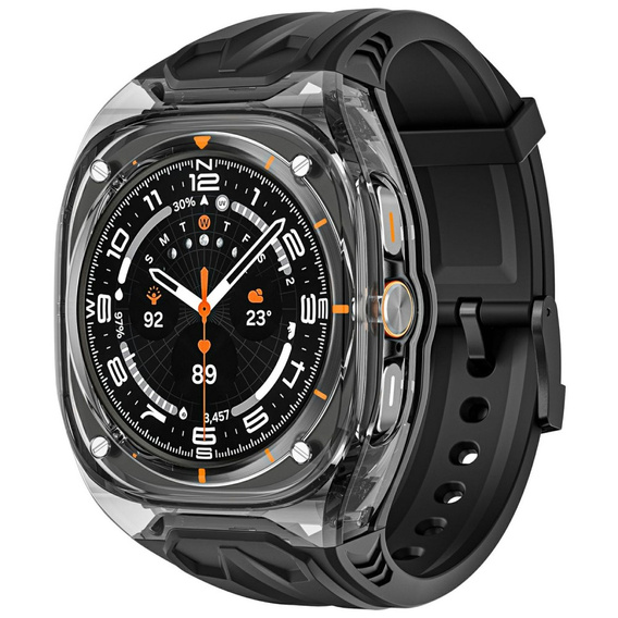 Pasek silikonowy z obudową ochronną do Samsung Galaxy Watch Ultra 47mm (2025 / 2024) – czarny, antywstrząsowy