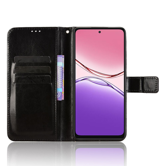 Etui z klapką do Oppo A5x, Crazy Horse Wallet, czarne