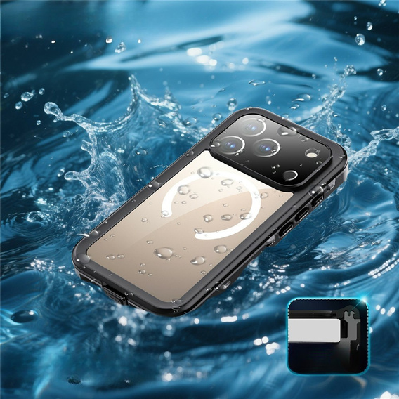 Etui wodoodporne do iPhone 17 Pro, Redpepper, do MagSafe, czarne