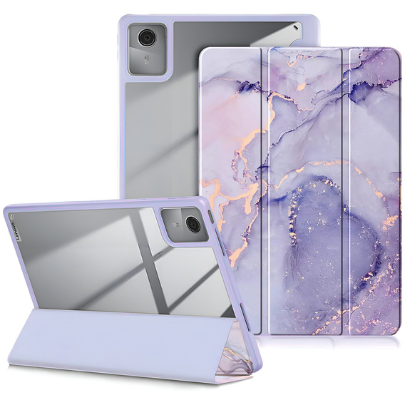 Stylowe etui do Lenovo Tab M11 – Smartcase Hybrid Marble fioletowe