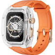 Pasek Silikonowy z Etui do Apple Watch 4/5/6/7/8/9/SE 44/45MM, Pomarańczowy / Przezroczysty