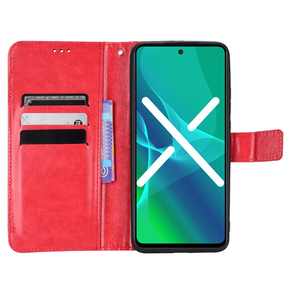 Etui z klapką do Realme GT Neo 3, Crazy Horse Wallet, czerwone