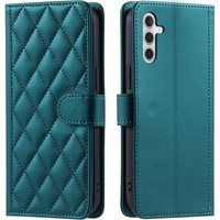 Etui z klapką do Samsung Galaxy A16, Rhombus Crossbody Leather, zielone