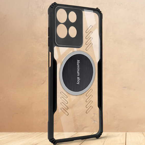 Etui do Motorola Moto G15 / Motorola Moto G15 Power, z blaszką magnetyczne, przezroczyste / czarne