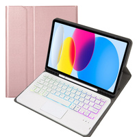 Etui z podświetlaną klawiaturą bluetooth touchpad do iPad 10.9" 2022 (10 gen.), różowe