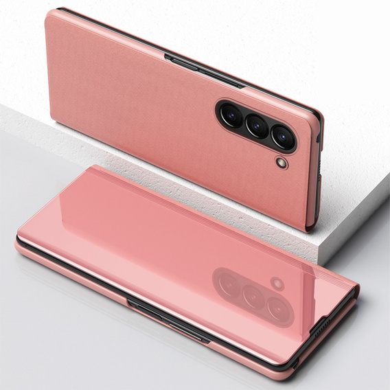 Etui do Samsung Galaxy Z Fold 5 5G, Clear View, różowe rose gold