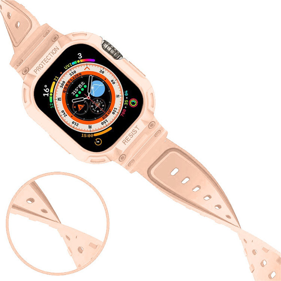 Pasek Silikonowy z Etui do Apple Watch Ultra 1/2/3 49mm, Różowy