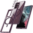 Etui ERBORD do MagSafe do Samsung Galaxy S22 Ultra 5G, Hybrid Case, Wine Red