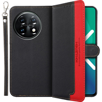 Etui z klapką do OnePlus 11 5G, KHAZNEH RFID, Dual Color, czarne