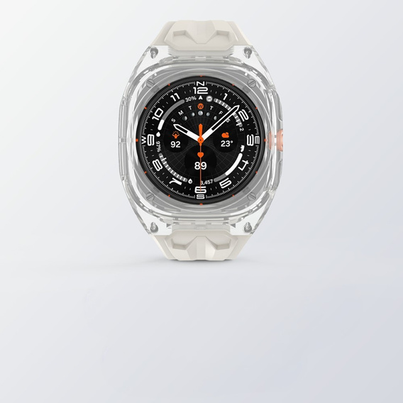 Pasek silikonowy z obudową ochronną do Samsung Galaxy Watch Ultra 47mm (2025 / 2024) – Beżowy, antywstrząsowy