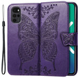 Etui z klapką do Motorola Moto G22, Butterfly, fioletowe