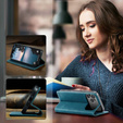 Etui do iPhone 17 Pro Max, ERBORD Vintage portfel z klapką, niebieskie