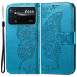 Etui z klapką do Xiaomi Poco X4 Pro 5G, Butterfly, niebieskie