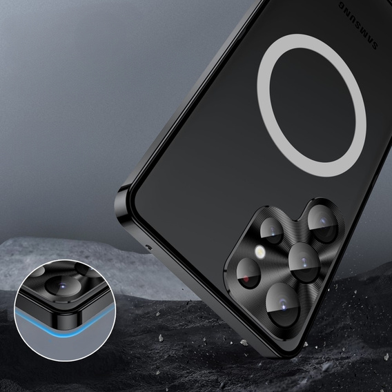 Etui z ochroną aparatu do Samsung Galaxy S23 Ultra, CamShield MagSafe, przezroczyste / czarne