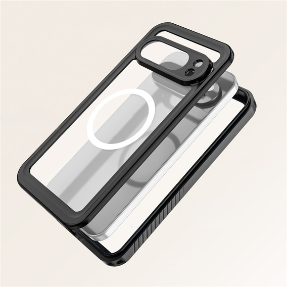 Etui Wodoodporne IP68 do Google Pixel 10 Pro XL, Redpepper, do MagSafe, przezroczyste z czarną ramką