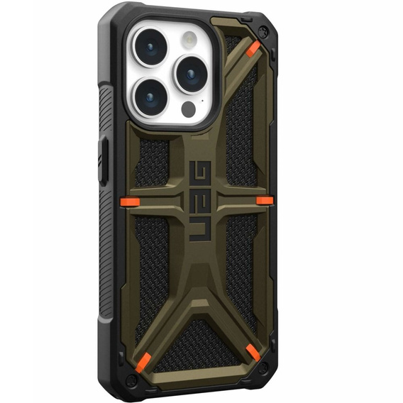 Etui Urban Armor Gear do iPhone 15 Pro, Monarch, Kevlar zielone