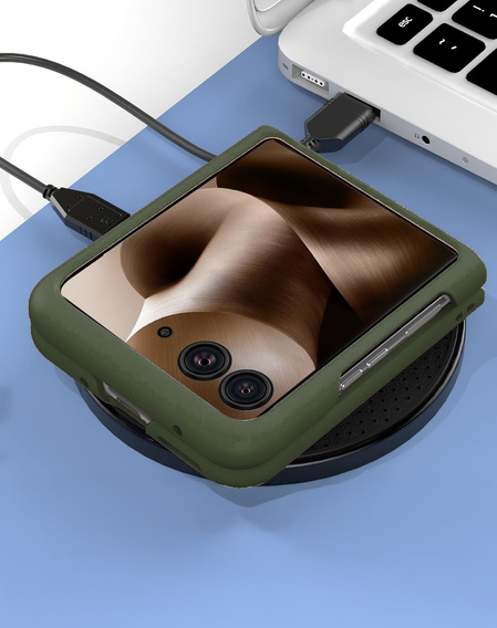 Etui do Motorola Razr 60 Ultra, PC Case, ze szkłem, zielone