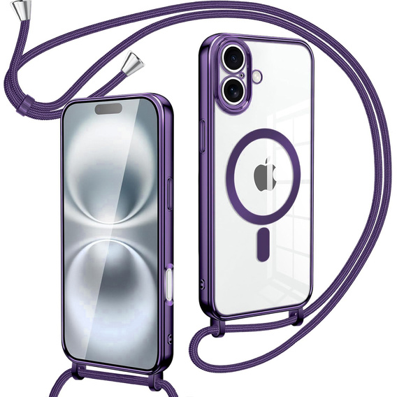 Etui do iPhone 17, Electro MagSafe, fioletowe + Smycz