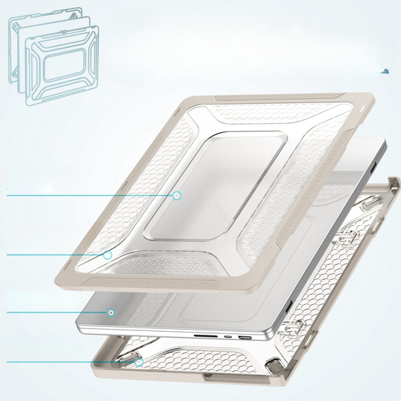  Etui Pancerne Kickstand do Macbook Pro 14 2021 A2442, Beżowe