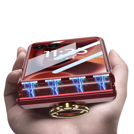 Etui GKK z podstawką i ochroną zawiasu do Motorola Razr 60 Ultra 5G – czerwone