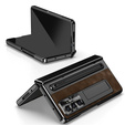 Etui skórzane do Samsung Galaxy Z Fold7 5G, z podstawką, szkłem i rysikiem, brązowe