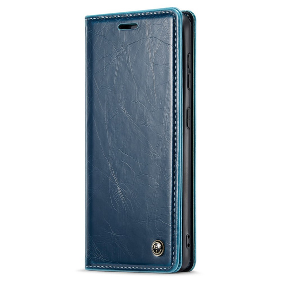 Etui z klapką CASEME do Samsung Galaxy S21 FE, Waxy Textured, niebieskie