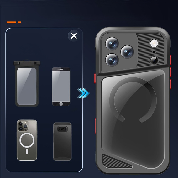 Etui Wodoodporne IP68 do iPhone 17 Pro, SHELLBOX GTM MagSafe, czarne