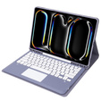 Etui z klawiaturą do iPad Pro 13" 2024 (7 gen.), Leather Pen Slot TouchPad, fioletowe