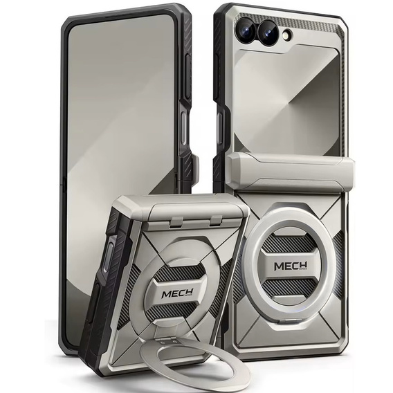 Etui do Samsung Galaxy Z Flip7 FE / Z Flip6, Tongate MECH Magsafe, tytanowe szare