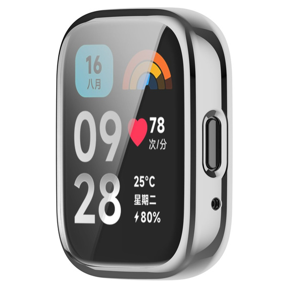 2w1 Etui z Osłoną na ekran do Xiaomi Redmi Watch 3 Active, Srebrne