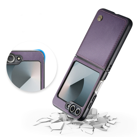 Etui do Samsung Galaxy Z Flip7 FE / Z Flip6, CASEME Litchi Leather, fioletowe