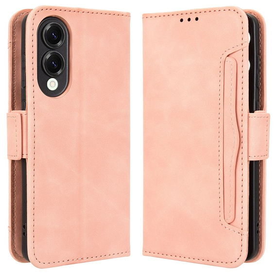 Etui z klapką do Samsung Galaxy S25 Edge, Card Slot, różowe