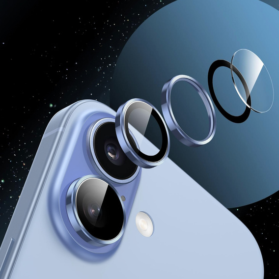 2x Szkło na aparat ERBORD OPTIK Pro do iPhone 17, niebieskie