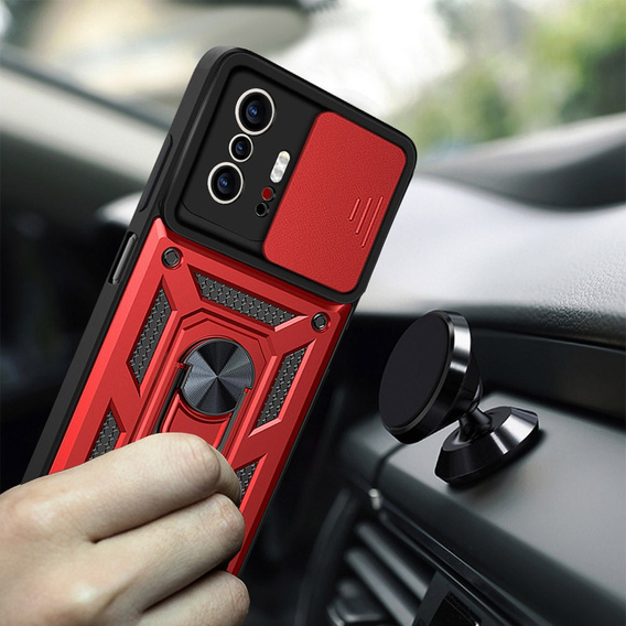 Etui pancerne do Xiaomi 11T / 11T Pro, CamShield Slide, czerwone