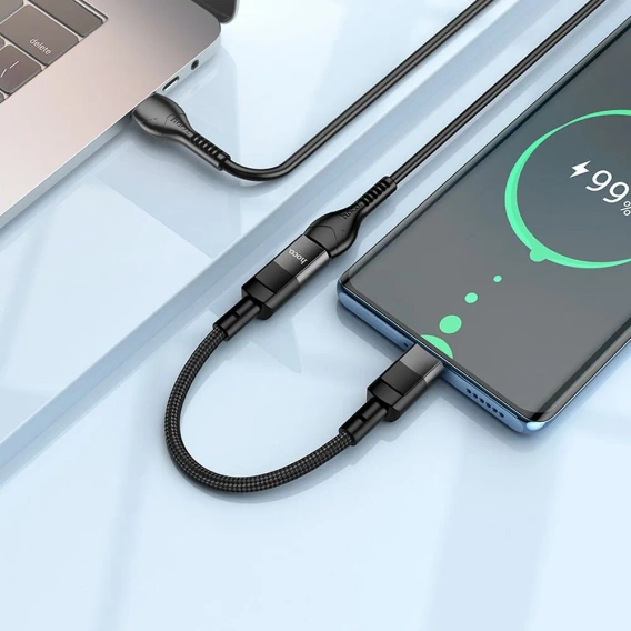 Adapter HOCO U107 OTG USB-C (męski) do Lightning (żeński), 3A – 0,1 m, czarny