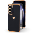 Etui do Samsung Galaxy S23, Electro heart, czarne + Szkło Full Glue Ceramic