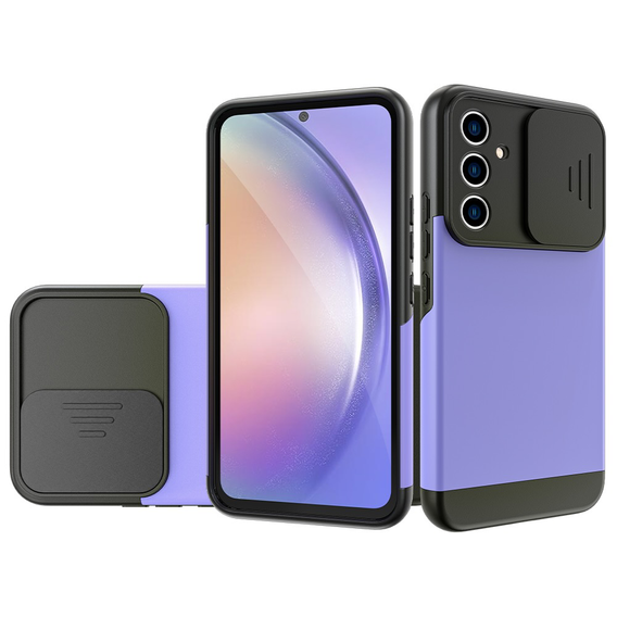 Etui do Samsung Galaxy A54 5G, ERBORD Cam Slider, fioletowe + Szkło hartowane